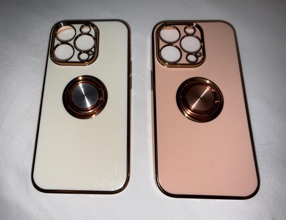 iPhone 14 Pro Case Bundle 3 Pack Luxury Gold Ring Stand Crossbody Lanyard